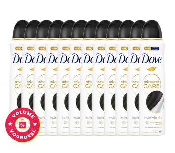 De 12 stuks Dove Invisible Dry Anti-transpirant Sprays.
