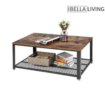 De iBella Living Salontafel heeft verstelbare pootjes en een opbergplank. 